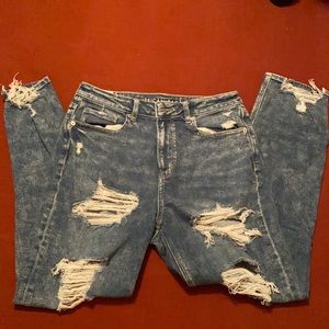 Distressed mom jeans